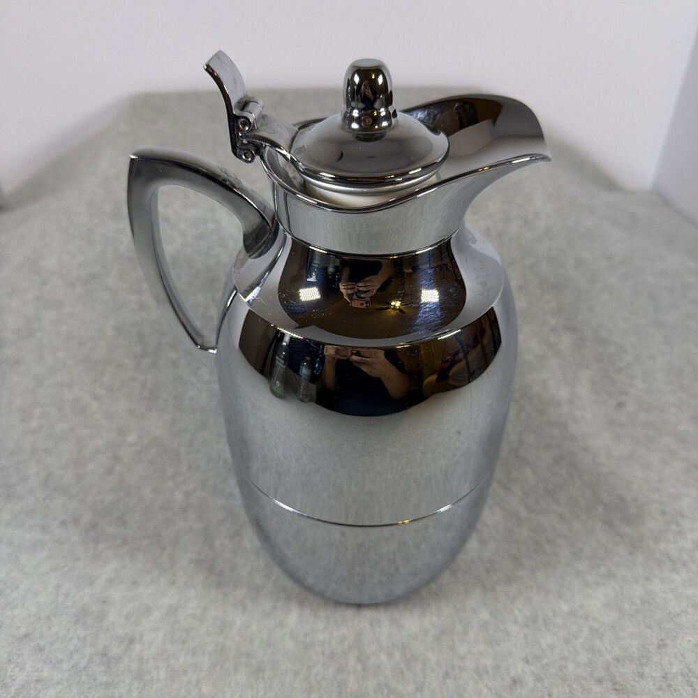 Alfi Branded Insulated Chrome Carafe/Thermos Decanter Flip Lid Germany 11" Tall